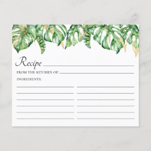 Carte de recette à l'aquarelle de feuilles tropica