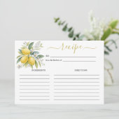 Carte de recette à l'aquarelle de fleur de citron (Debout devant)