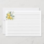 Carte de recette à l'aquarelle de fleur de citron (Dos)