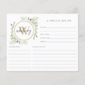Carte de recette à monogramme doré en écriture élé (Devant)