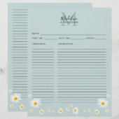 Carte de recette à monogramme en script sarcelle m (Devant / Derrière)