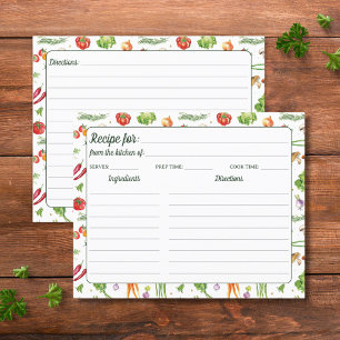 Carte de recette à motif de légumes colorés aquare
