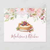 Carte de recette à pâte florale à fleurs rose pâle (Dos)