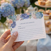 Carte de recette à thé Blue Hydrangea Fête des mar