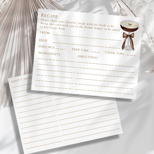 Carte de recette à thème Espresso Martini à double