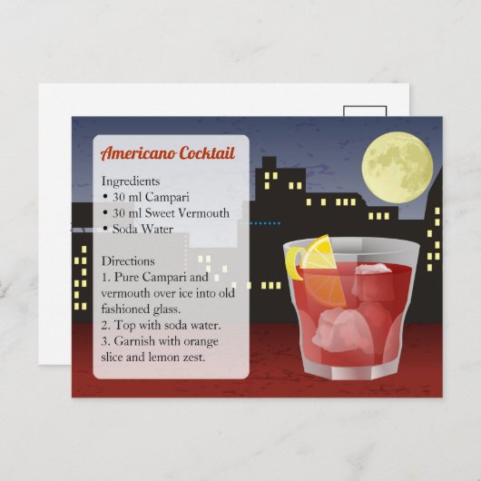 Carte de recette Americano (Devant / Derrière)