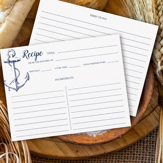 Carte de recette Ancre bleue marine
