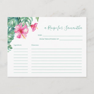 Carte de recette Aquarelle Hibiscus rose TropicaFl