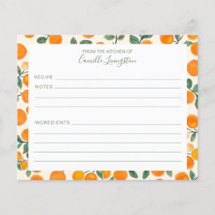 Carte de recette Aquarelle Orange Citrus Name