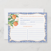 Carte de recette Aquarelle Oranges Amalfi Carreaux (Devant)