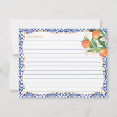 Carte de recette Aquarelle Oranges Amalfi Carreaux (Dos)