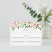 Carte de recette Aquarelle Peach Floral Garland Ro (Debout devant)