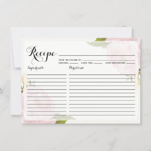 Carte de recette Aquarelle Pink Peonies