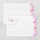 Carte de recette Aquarelle Rose Floral Douche (Devant / Derrière)