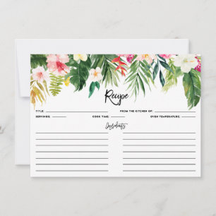 Carte de recette Aquarelle Tropical Floral Garland