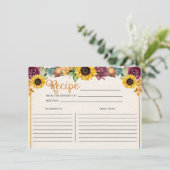 Carte de recette automne tournesol automne automne (Debout devant)