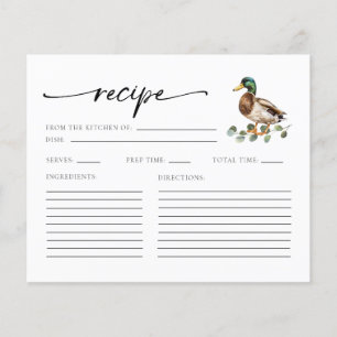 Carte de recette Baby shower de canard Mallard Aqu