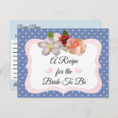 Carte de recette bleue et Rose or rose pâle (Devant / Derrière)