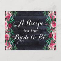 Carte de recette Blush & Navy Wood Burgundy Bride