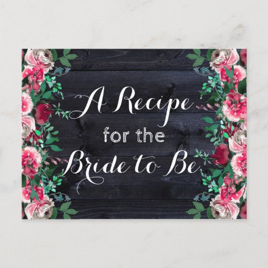 Carte de recette Blush & Navy Wood Burgundy Bride (Devant)