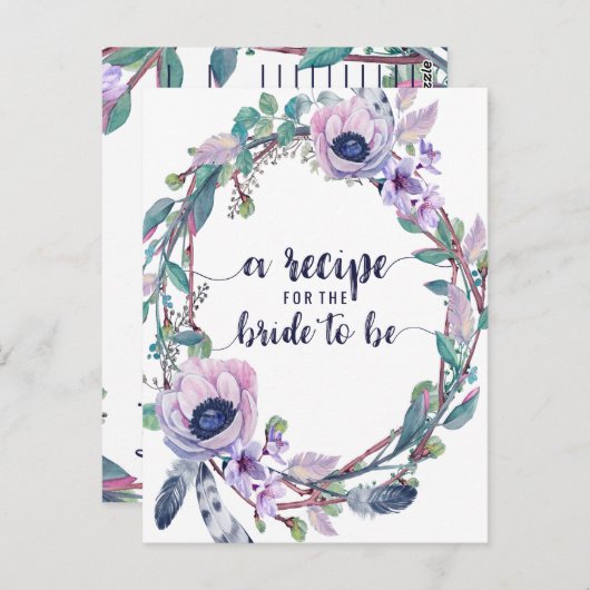 Carte de recette Boho Feather & Floral Fête des ma (Devant / Derrière)