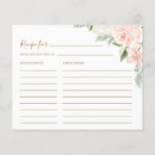 Carte de recette Boho Floral Blush Fête des mariée (Devant)