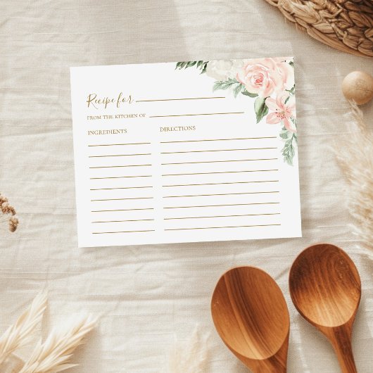 Carte de recette Boho Floral Blush Fête des mariée