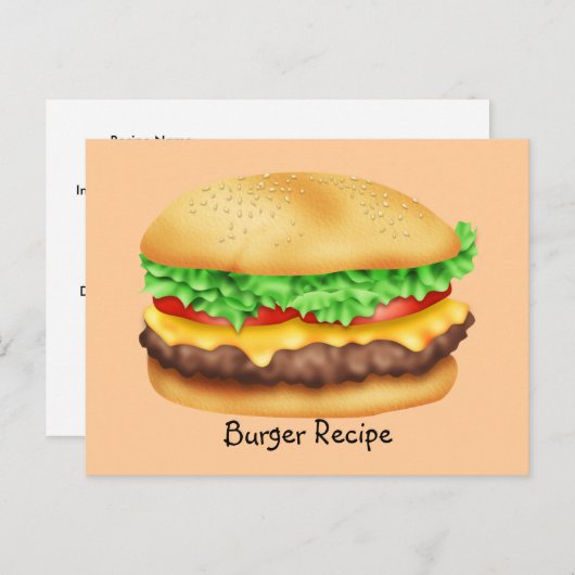 Carte de recette Burger (Devant / Derrière)