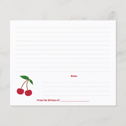 Carte de recette cerise (Dos)