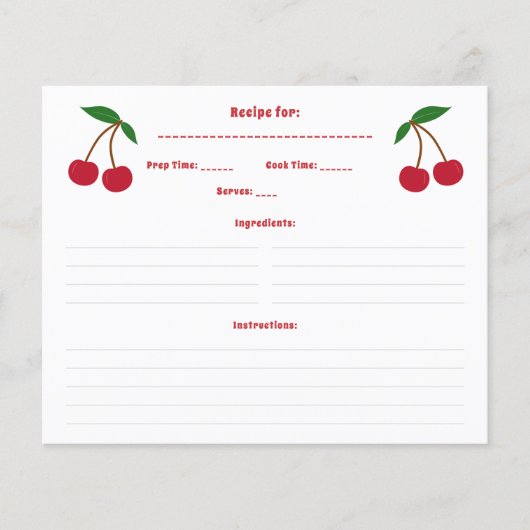 Carte de recette cerise (Devant)