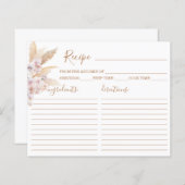 Carte de recette Chic Boho Pampas Grass Boho (Devant / Derrière)