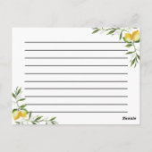 Carte de recette citrons aquarelle (Dos)