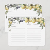 Carte de recette Citrons et olives (Devant / Derrière)
