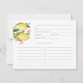 Carte de recette citrons rose doux Fleurs de texte (Devant)