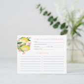 Carte de recette citrons rose doux Fleurs de texte (Debout devant)