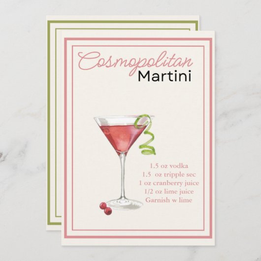 Carte de recette cosmopolite modifiable (Devant / Derrière)