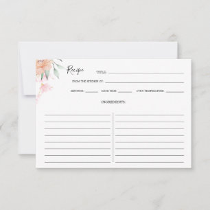 Carte de recette couleur Aquarelle Floral Orange R