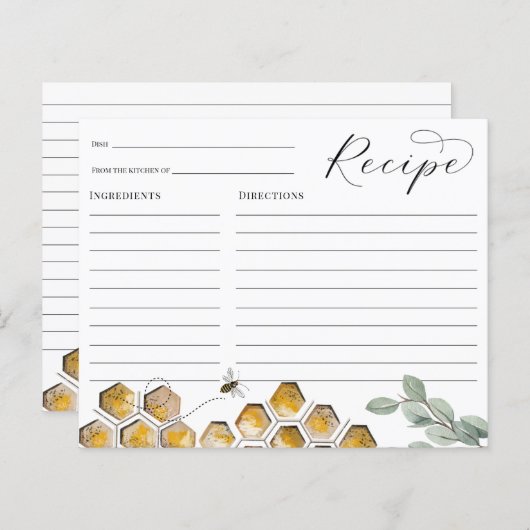 Carte de recette d'abeille et d'eucalyptus (Devant / Derrière)