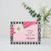 Carte de recette Damask Pink Daisy pour la mariée (Debout devant)