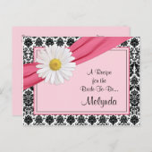 Carte de recette Damask Pink Daisy pour la mariée (Devant / Derrière)