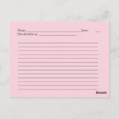 Carte de recette Damask Pink Daisy pour la mariée (Dos)