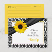 Carte de recette Damask Yellow Sunflower pour la m (Devant / Derrière)