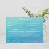 Carte de recette d'aquarelle bleue/Turquoise Ombre (Debout devant)