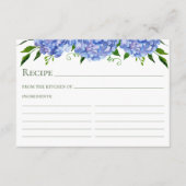 Carte de recette d'aquarelle florale Hydrangea ble (Devant)