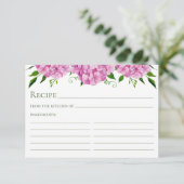Carte de recette d'aquarelle rose Hydrangea Floral (Debout devant)