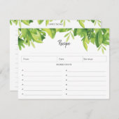 Carte de recette d'aquarelle tropicale (Devant / Derrière)