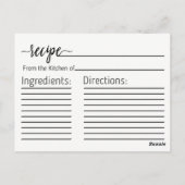 Carte de recette d'automne Orange Grey Aquarelle (Dos)