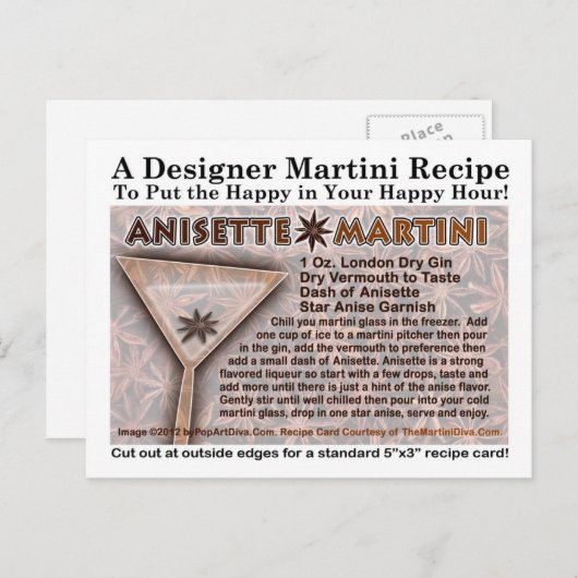 Carte de recette de Anisette Martini (Devant / Derrière)