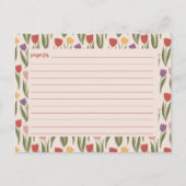 Carte de recette de Baby Shower aux Tulipes (Devant)