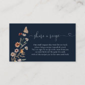 Carte de recette de Baby Shower Bleu Marine Fleur (Devant)